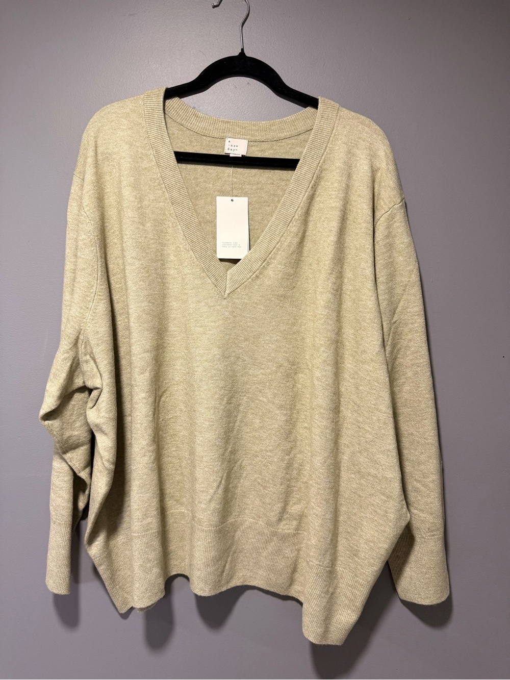 a new day Light green V-Neck Oversized Knit Sweater
